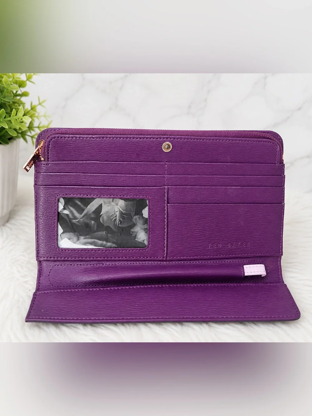Ted Baker Leather Hanging Garden Continental Wallet Lavender & Purple BEAUTIFUL!